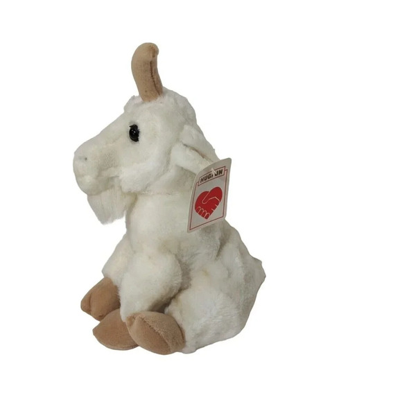 HugFun White Mountain Billy Goat Realistic Stuffed Animal Plush Toy 9 inch - Picture 2 of 9